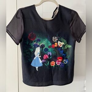 H&M Black Short Sleeve Tee with Colorful Floral Graphic